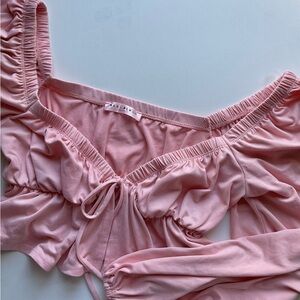 Blue Blush x Buckle Pink Women's wrap style long sleeve crop Top - size medium